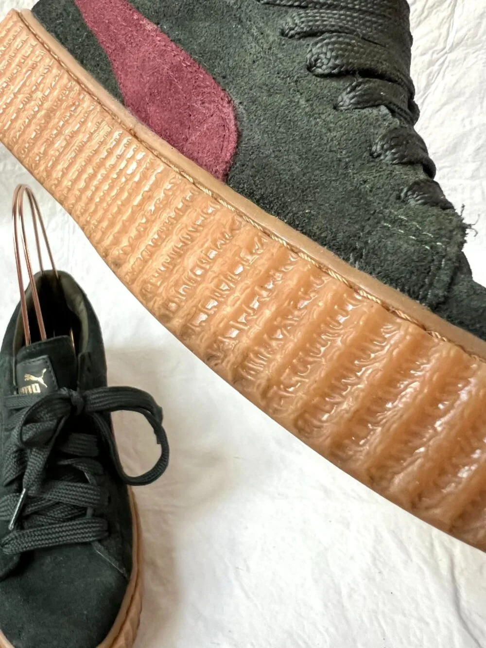 Puma x Fenty Rihanna suede creepers womens 8 dark green suede platform sneaker